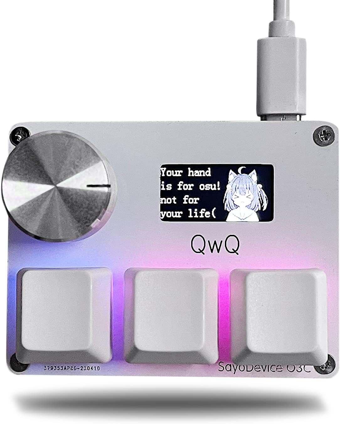 SayoDevice OSU O3C Rapid Trigger Hall Switches Magnetic Linear Switches Keyboard with Knob and Screen,Copy Paste,Shotcut,Macro Hotswap Mini Keypad