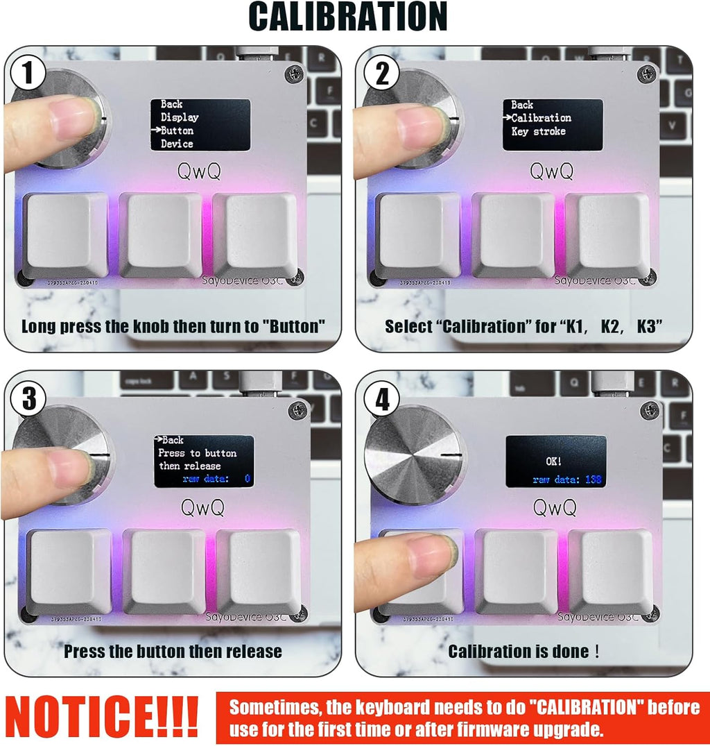 SayoDevice OSU O3C Rapid Trigger Hall Switches Magnetic Linear Switches Keyboard with Knob and Screen,Copy Paste,Shotcut,Macro Hotswap Mini Keypad