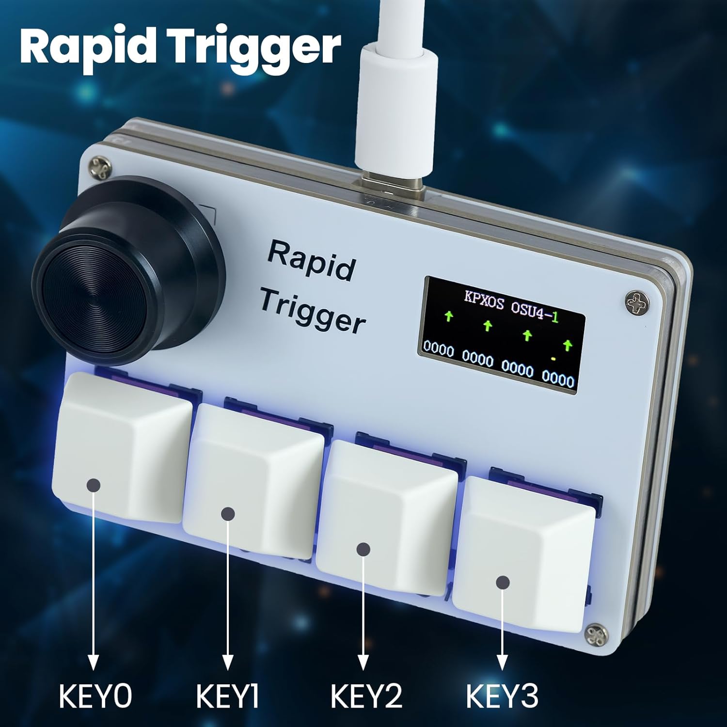 KPXOS OSU4X Hall Effect Keyboard, for OSU, DJMAX, SDVX, for Geometry, for PC/Mobile Rythm Game, HE Magnetic Macro Pad Keypad Device RGB Dash Rapid Trigger Gaming Gifts for Me